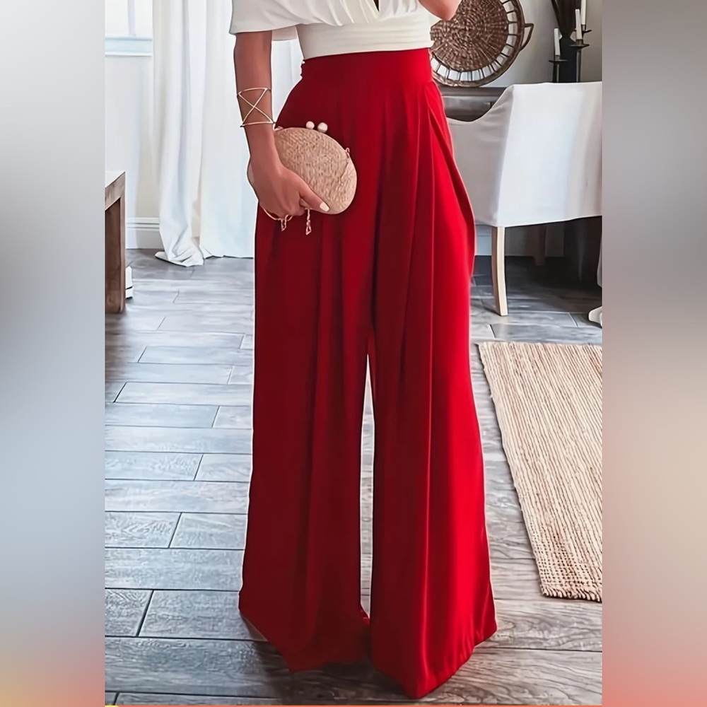 Women's Elegant Solid Color Plus Size Wide Leg Pants